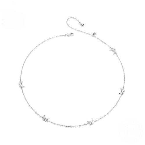 925 Sterling Silver Necklaces, plated, micro pave cubic zirconia & for woman, platinum color, Length:Approx 40 cm, Sold By PC