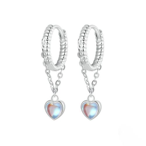 925 Sterling Silver Drop &  Dangle Earrings with Moonstone plated for woman platinum color Sold By Pair