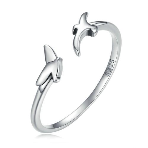 Ezüst ékszer Finger Ring, 925 Ezüst, Madár, galvanizált, a nő, platina színű, Által értékesített PC