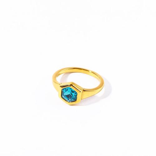 Titantium Steel finger ring, Titan Stål, micro bana cubic zirconia & för kvinna, fler färger för val, Storlek:7, Säljs av PC