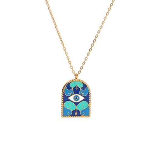 Титановые стали ожерелье, титан, Женский & эмаль, голубой, длина:Приблизительно 41-50 см, продается PC