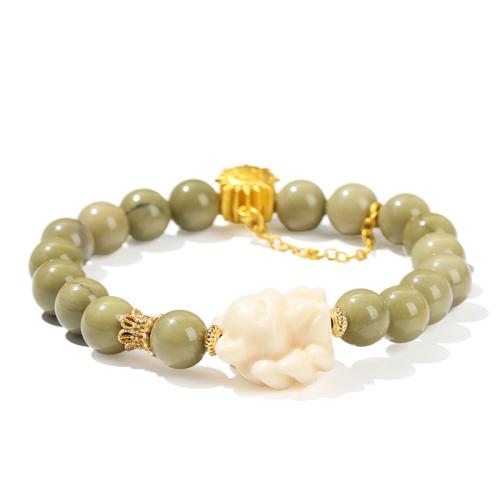 Alexa Agate Bracelet, with Tagua & Brass & Tibetan Style, Fox, fashion jewelry & Unisex, Length:Approx 6-8 Inch, Sold By PC