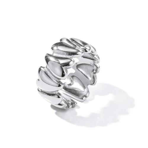 304 Stainless Steel Cuff Finger Ring, Heart, fashion jewelry & for woman, original color, US Ring Size:6.5, Sold By PC