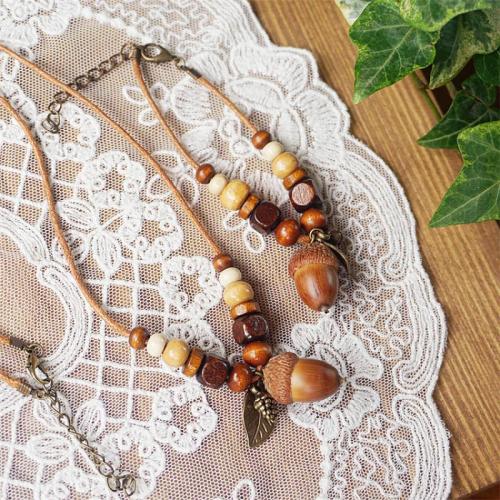 Jewelry Sets, Wood, with leather cord, handmade, fashion jewelry & different styles for choice & for woman, Length:Approx 70 cm, Approx 17 cm, Sold By PC