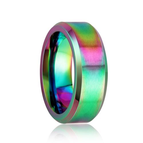 Vinger Ring in edelstaal, 304 roestvrij staal, mode sieraden & verschillende grootte voor keus & voor de mens, multi-gekleurde, Verkocht door PC