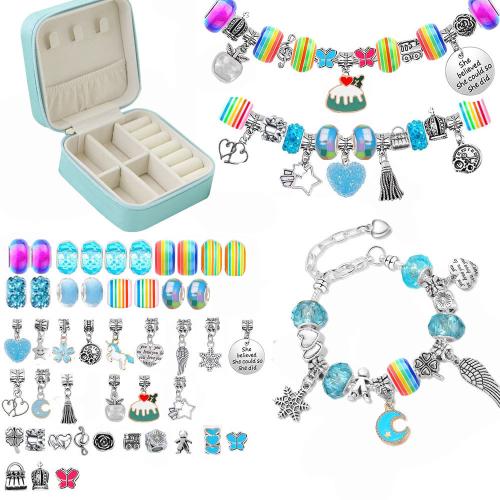 Set za djecu DIY niza perli, Cink Alloy, s Staklene perle, možete DIY, nikal, olovo i kadmij besplatno, Prodano By Set