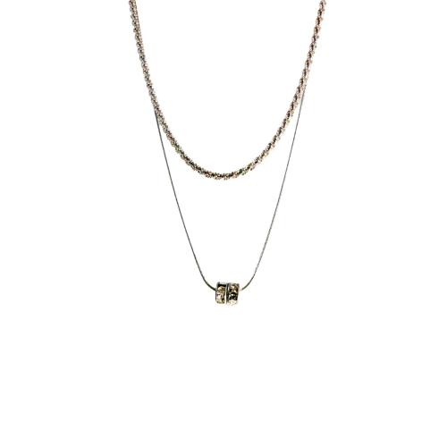 Titanstahl Halskette, mit Verlängerungskettchen von 5cm, Doppelschicht & Modeschmuck & für Frau & mit Strass, originale Farbe, Länge:ca. 40 cm, ca. 45 cm, verkauft von PC