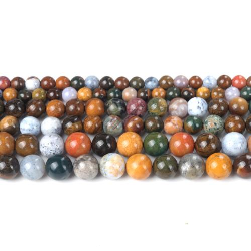 Achat Perlen, Ozean Achat, rund, poliert, Modeschmuck & DIY & verschiedene Größen vorhanden, gemischte Farben, verkauft per ca. 40 cm Strang