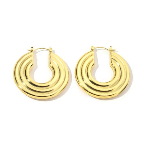 Titanium Steel  Earring, Round, Vacuum Ion Plating, fashion jewelry & for woman, golden, 39x42mm, Sold By Pair