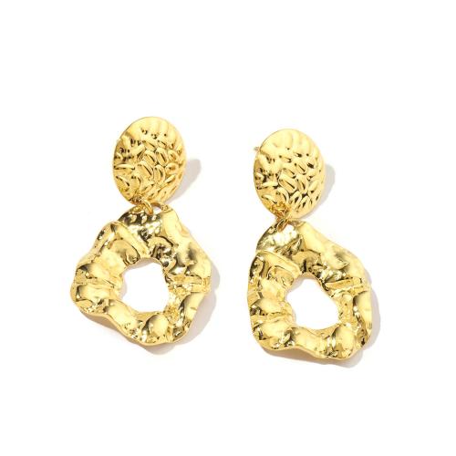 Titanium Steel  Earring, Vacuum Ion Plating, fashion jewelry & for woman & hollow, golden, 23x46mm, Sold By Pair