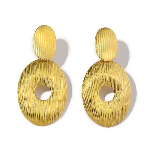 Titanium Steel  Earring, Vacuum Ion Plating, fashion jewelry & for woman & hollow, golden, 23x48mm, Sold By Pair