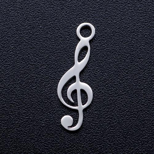 Titanium Steel Pendants, Music Note, polished, fashion jewelry & DIY, original color, 5.30x16.30mm, Approx 10PCs/Bag, Sold By Bag