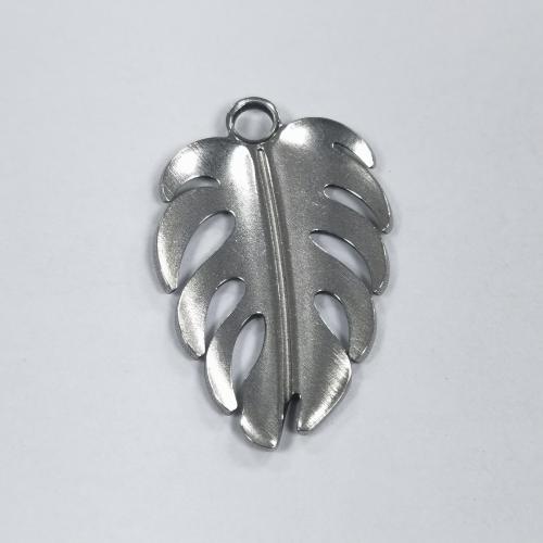 Stainless Steel Pendants, 304 Stainless Steel, Leaf, polished, fashion jewelry & DIY, original color, 17.68x26.46x2.14mm, Approx 100PCs/Bag, Sold By Bag