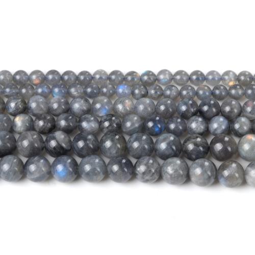 Labradorit Perlen, rund, poliert, Modeschmuck & DIY & verschiedene Größen vorhanden, grau, verkauft per ca. 40 cm Strang