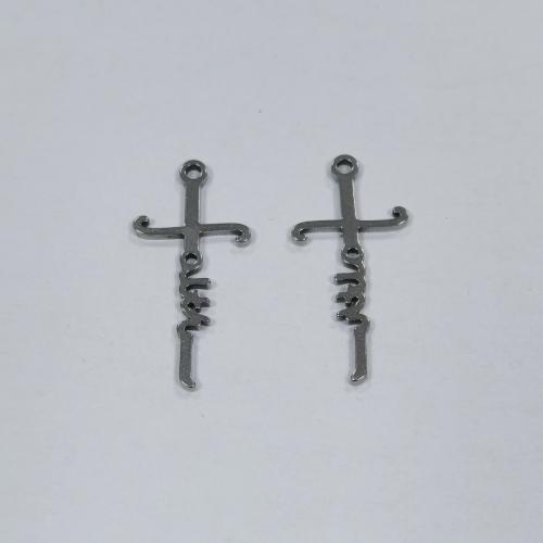 Stainless Steel Cross Pendants, 304 Stainless Steel, polished, fashion jewelry & DIY, original color, 13.21x27.19x1.43mm, Approx 100PCs/Bag, Sold By Bag