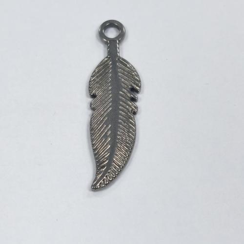 Stainless Steel Pendants, 304 Stainless Steel, Feather, polished, fashion jewelry & DIY, original color, 7.69x26.65x1.47mm, Approx 100PCs/Bag, Sold By Bag
