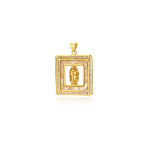 Cubic Zirconia Micro Pave Brass Pendant, with Shell, 18K gold plated, DIY & different styles for choice & micro pave cubic zirconia, nickel, lead & cadmium free, Sold By PC