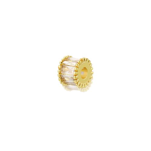 Brass Spacer Beads 18K gold plated DIY & micro pave cubic zirconia nickel lead & cadmium free Approx Sold By Bag