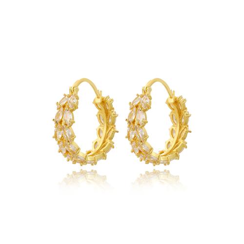 Cubic Zirconia Micro Pave Brass Earring 18K gold plated fashion jewelry & micro pave cubic zirconia & for woman nickel lead & cadmium free 28mm Sold By Pair