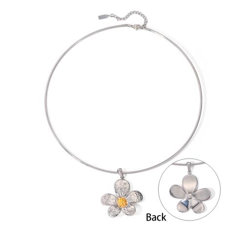 Collar Necklace, 304 Stainless Steel, with 5.5cm extender chain, Flower, fashion jewelry & for woman, original color, Length:Approx 42 cm, Sold By PC