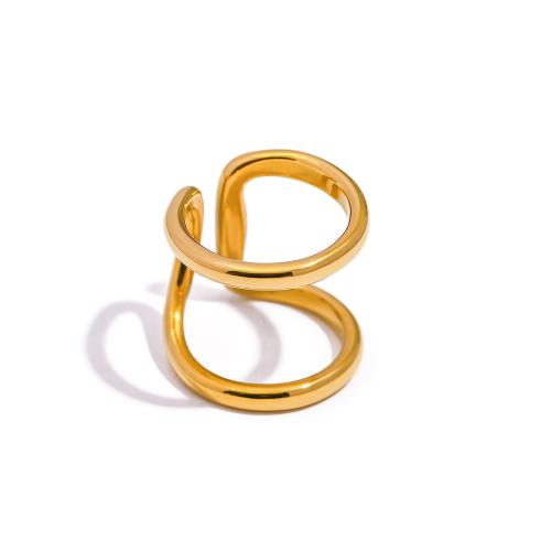 Палец кольцо из нержавеющей стали, Нержавеющая сталь 304, 18K позолоченный, ювелирные изделия моды & Женский, Золотой, продается PC