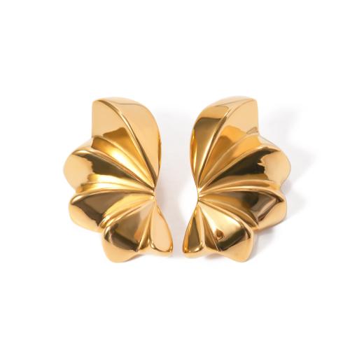 Stainless Steel Stud Earrings, 304 Stainless Steel, 18K gold plated, fashion jewelry & for woman, golden, 20x32mm, Sold By Pair