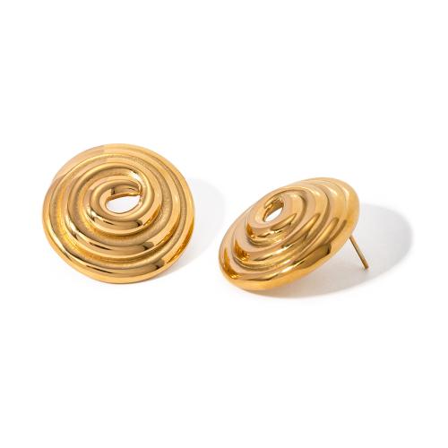 Stainless Steel Stud Earrings, 304 Stainless Steel, 18K gold plated, fashion jewelry & for woman, golden, 29x28.30mm, Sold By Pair