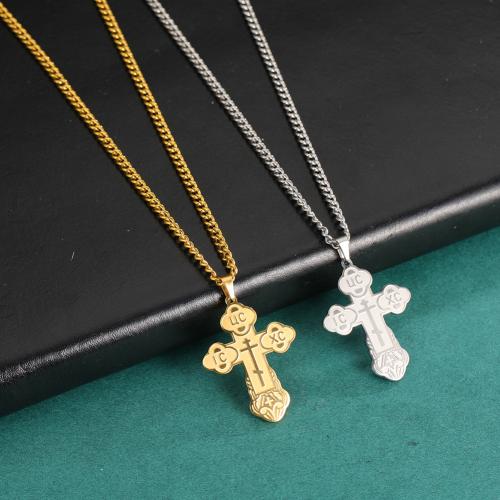Stainless Steel Jewelry Necklace, 304 Stainless Steel, with 5cm extender chain, Cross, fashion jewelry & Unisex, more colors for choice, 25x33.50mm, Sold Per Approx 45 cm Strand