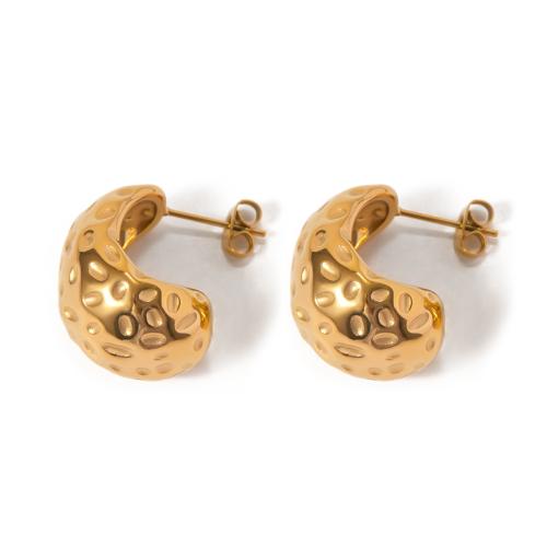Stainless Steel Stud Earrings, 304 Stainless Steel, 18K gold plated, fashion jewelry & for woman, golden, 23.70x17mm, Sold By Pair