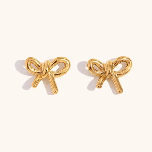 Stainless Steel Stud Earrings 316L Stainless Steel Bowknot Vacuum Ion Plating fashion jewelry & for woman Sold By Pair