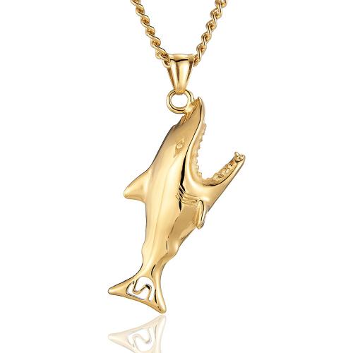 Stainless Steel Jewelry Necklace 304 Stainless Steel Shark Vacuum Ion Plating fashion jewelry & for man Sold By PC