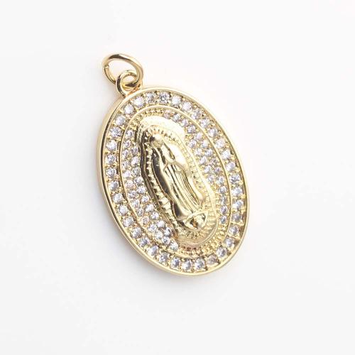 Cubic Zirconia Micro Pave Brass Pendant, gold color plated, DIY & micro pave cubic zirconia, nickel, lead & cadmium free, 24.20x21.50x2.40mm, Sold By PC