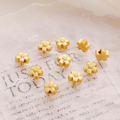 Brass Jewelry Beads, Flower, gold color plated, DIY, nickel, lead & cadmium free, 10x5mm, Sold By PC