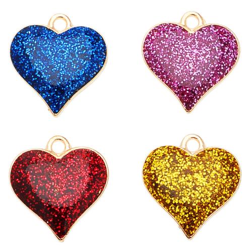 Zinc Alloy Enamel Pendants Heart gold color plated DIY Sold By Bag