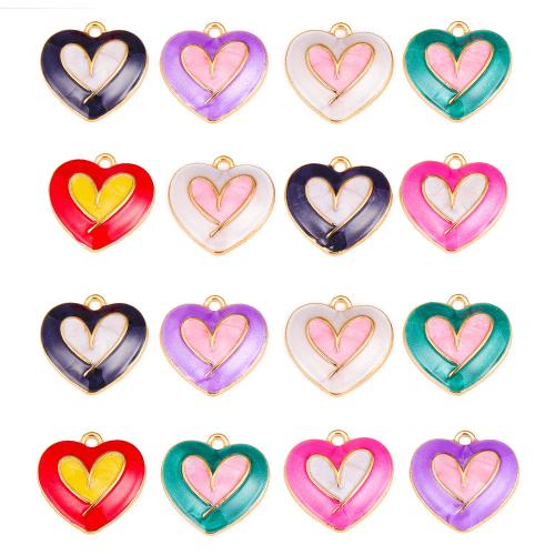 Tibetan Style émail Pendants, alliage de zinc, coeur, DIY, plus de couleurs à choisir, 17x18mm, 20PC/sac, Vendu par sac