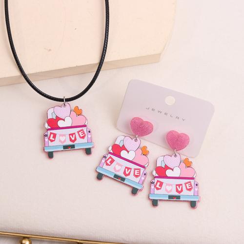 Acrylic Jewelry Set Stud Earring & necklace printing fashion jewelry & for woman Sold By Set