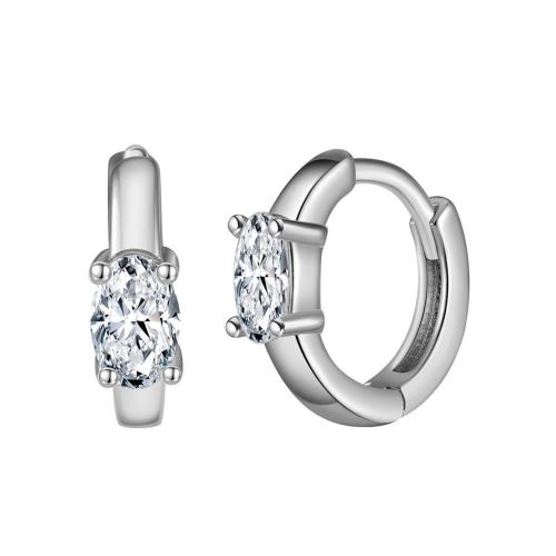 Cubic Zirconia Micro Pave Sterling Silver Earring 925 Sterling Silver plated micro pave cubic zirconia & for woman platinum color 10mm Sold By Pair