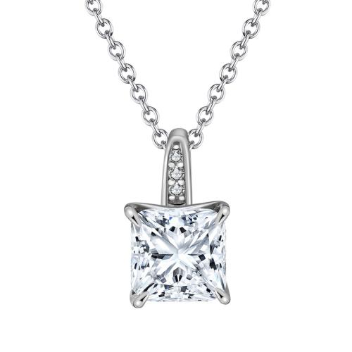 Cubic Zircon Micro Pave 925 Sterling Silver Necklace, plated, micro pave cubic zirconia & for woman, platinum color, Length:Approx 45 cm, Sold By PC