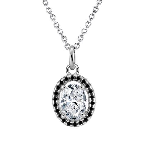 Cubic Zircon Micro Pave 925 Sterling Silver Necklace with Gemstone plated micro pave cubic zirconia & for woman platinum color Length Approx 45 cm Sold By PC