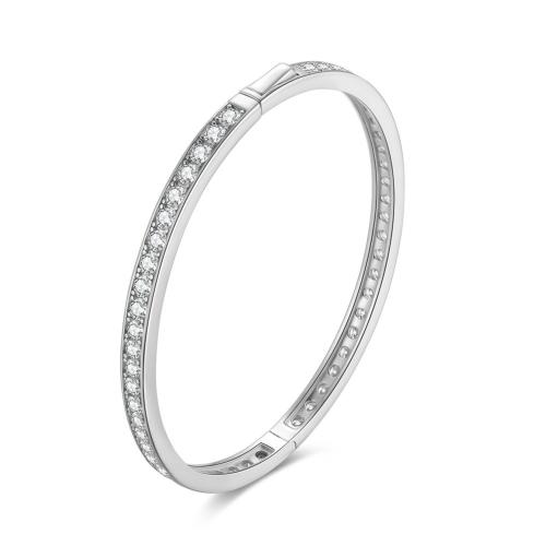 925 Sterling Silver Bangle Bracelet, plated, different size for choice & micro pave cubic zirconia & for woman, more colors for choice, Sold By PC