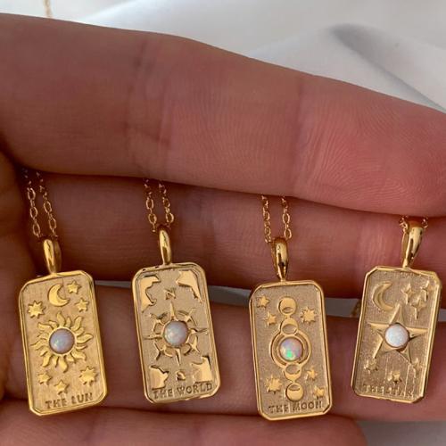 Титановые стали ожерелье, титан, с опал, с 5cm наполнитель цепи, различные модели для выбора & Женский, Золотой, длина:40 см, продается PC