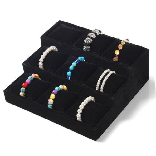velours de coton affichage de bracelet, avec MDF, rectangle, plus de couleurs à choisir, 26x27x90mm, Vendu par PC