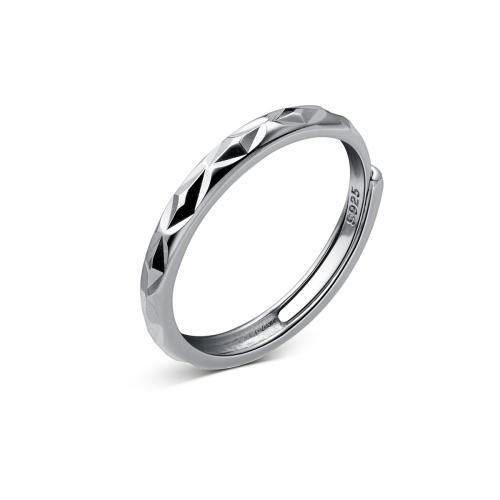 925 Sterling Silver Cuff Finger Ring, Rhombus, platinum plated, Korean style & for woman, US Ring Size:5.5-7.5, Sold By PC
