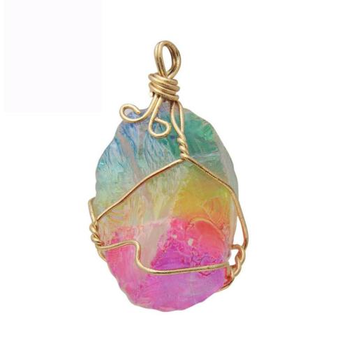 Gemstone Pendants Jewelry, Natural Stone, with brass wire, fashion jewelry & Unisex, more colors for choice, nickel, lead & cadmium free, 20x40mm, Sold By PC