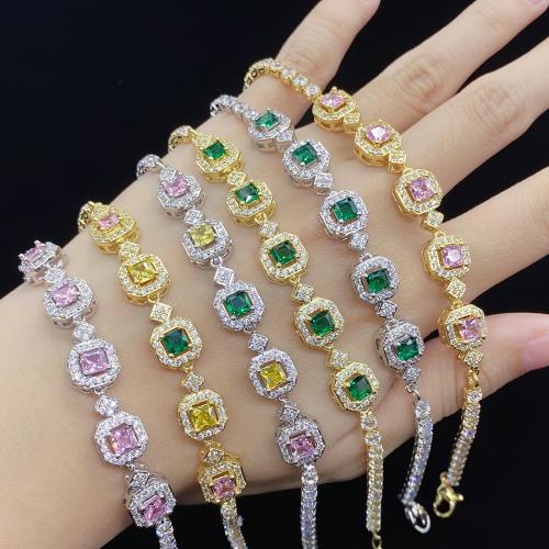 Tibetan Style Bracelet, plated, fashion jewelry & for woman & with rhinestone, more colors for choice, nickel, lead & cadmium free, Length:Approx 17 cm, Sold By PC