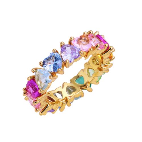 Kubisk Circonia Micro bane messing Ring, guldfarve belagt, mode smykker & forskellig størrelse for valg & Micro Pave cubic zirconia & for kvinde, flere farver til valg, nikkel, bly & cadmium fri, 12pc'er/Bag, Solgt af Bag