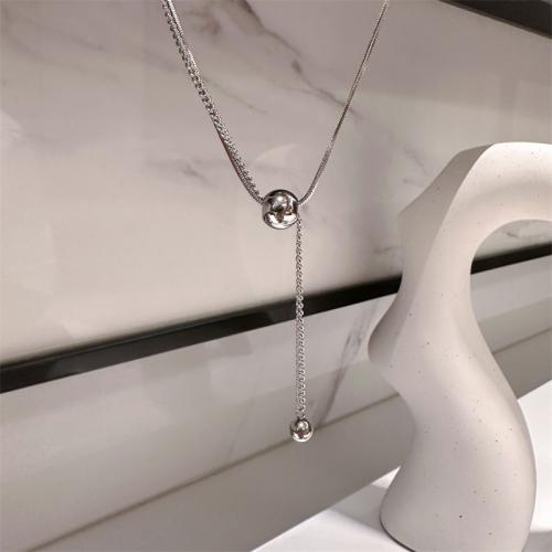 Титановые стали ожерелье, титан, с 6cm наполнитель цепи, ювелирные изделия моды & Женский, оригинальный цвет, длина:Приблизительно 45 см, продается PC