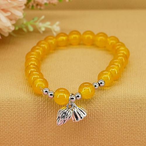 Glass Beads Bracelet with Zinc Alloy fashion jewelry & elastic & for woman nickel lead & cadmium free Length Approx 16.5 cm Sold By PC