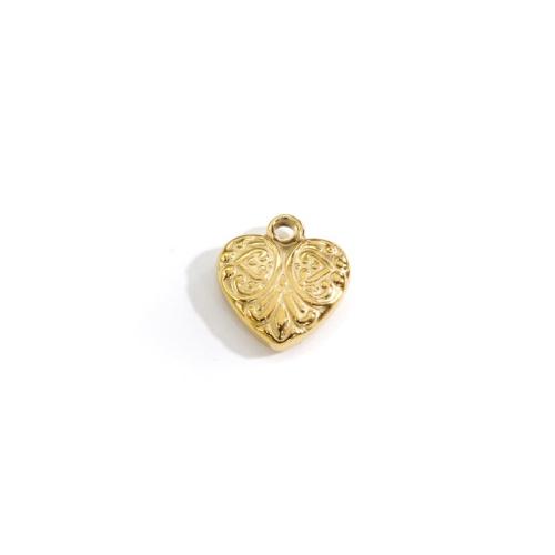 Coração de aço inoxidável pingentes, Aço inoxidável 304, joias de moda & DIY, dourado, 15x16mm, vendido por PC