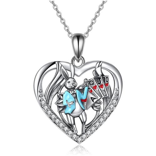 Tibetan Style Jewelry Necklace, with 5cm extender chain, Heart, antique silver color plated, fashion jewelry & for woman & enamel & with rhinestone & hollow, mixed colors, nickel, lead & cadmium free, 23.20x28.60mm, Length:Approx 45 cm, Sold By PC
